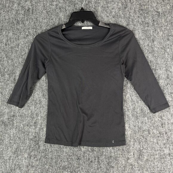 Lilienfels Shirt Womens 10 Gray Lightweight 3/4-Sleeve Cotton‎ Round Neck - Picture 1 of 10